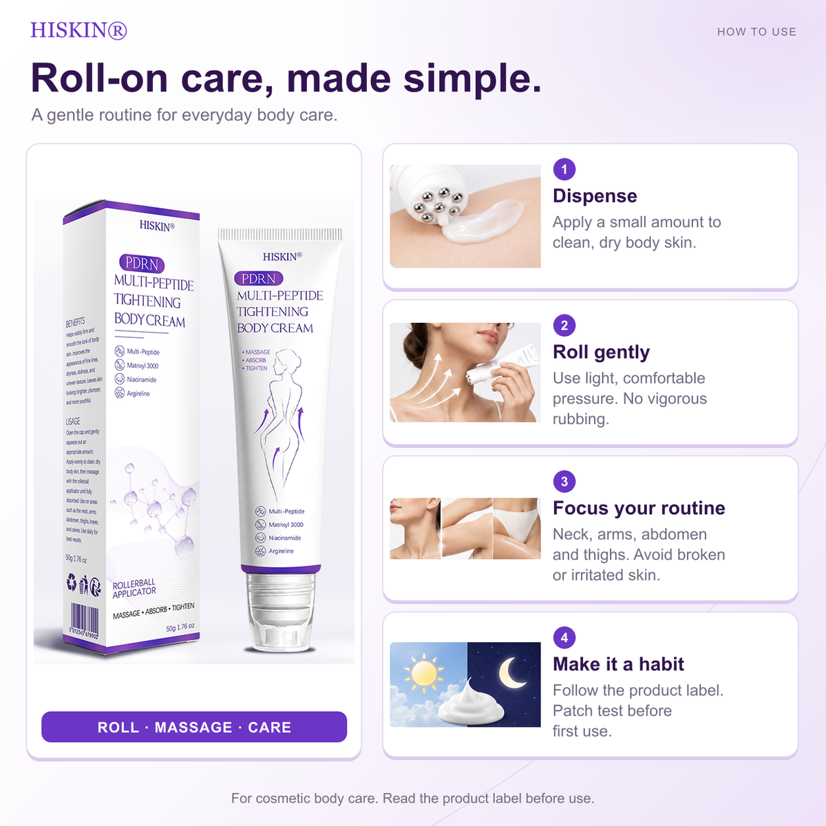 HISKIN® Official: Complete Your Order, Receive It Within 7 Days, Create Your Personalized Skin Recovery Plan — PDRN Multi-Peptide Massaging Body Roller Cream